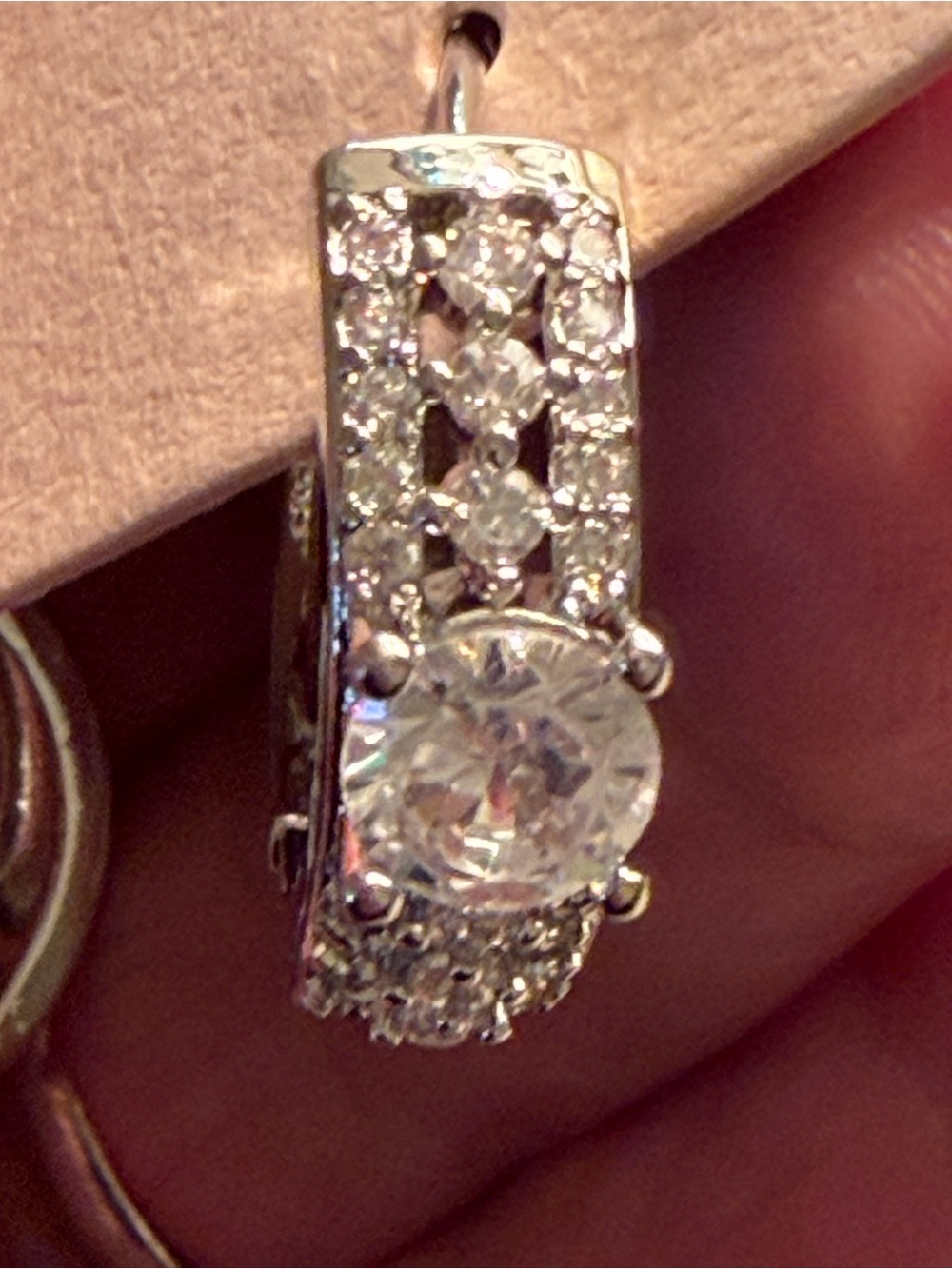 Treasure Jewels Silver CZ Crystal Hoop Earrings NWT Sparkly Statement - Picture 5 of 7